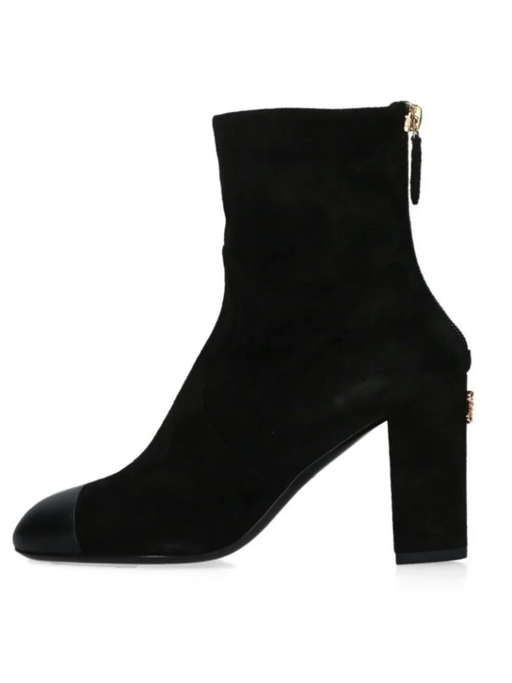 Chanel G45900 B17982 Suede Cuffskin Back Zip Heel Boots Women's 36.5
